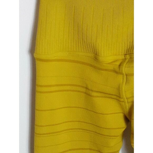 Avocado Leggings Size XXS Yellow Stripped Textured Samatha Style Activewear - Picture 5 of 9